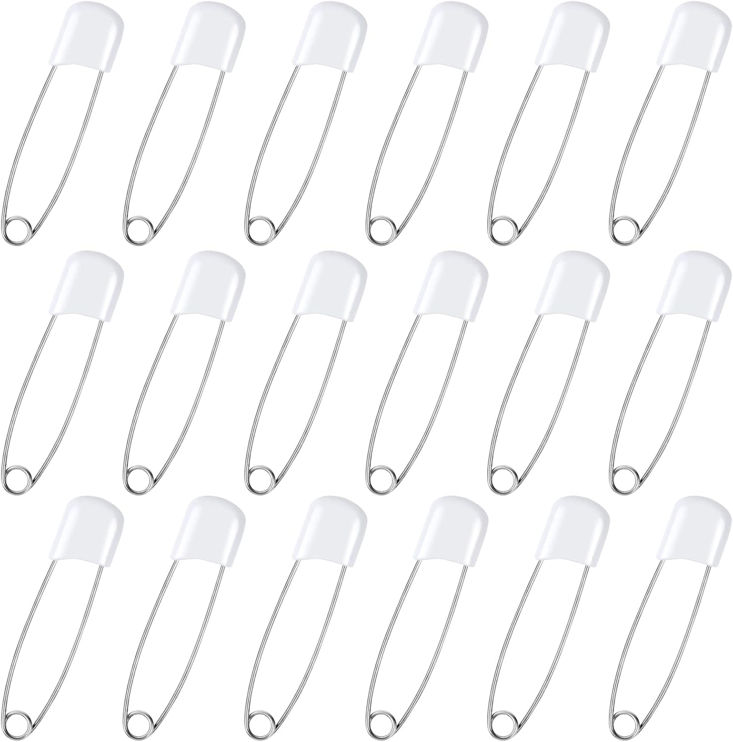 Joyberg 100 Pcs Baby Safety Diaper Pins, Stainless Steel & ABS Plastic, Multicolored, 2.2In, Heavy Duty, Safe Locking Closures, for Cloth Diapers & Crafts