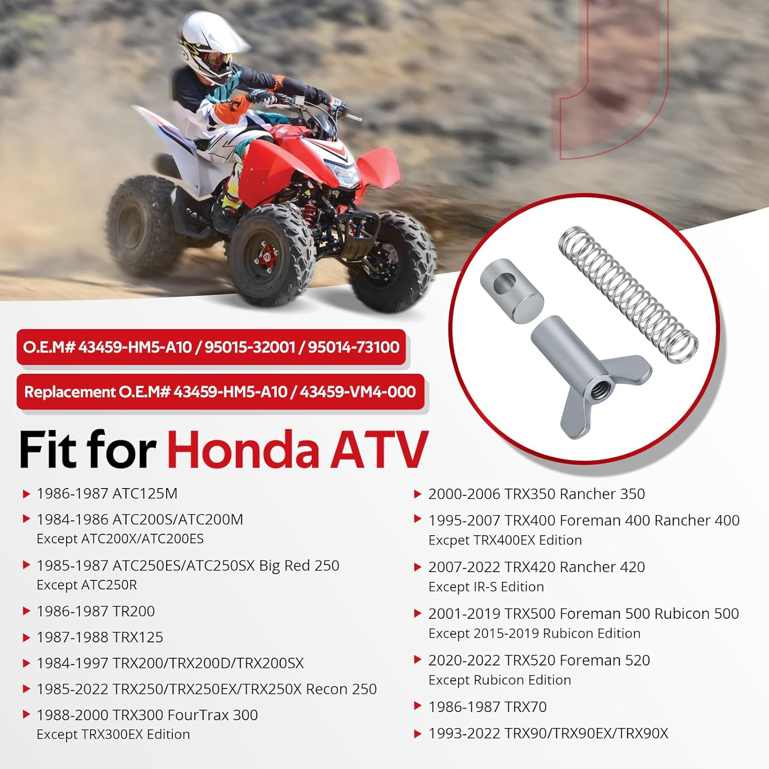 Rear Brake Adjuster Hardware Kit Adjusting Nut for Honda Fourtrax 300 Rancher 350 400 420 Foreman 400 500 520 Recon 250 TRX250EX TRX250X TRX200 TRX90 TRX70 ATC250 ATC200 ATC125 image number 1