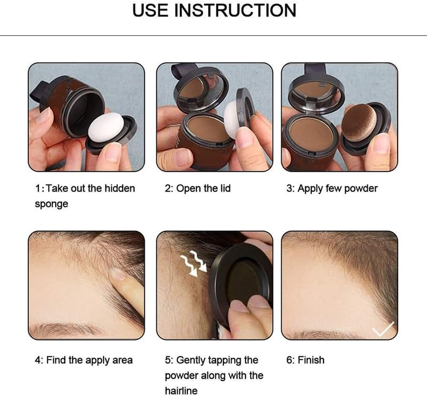 VERONNI Hairline Powder, Root Cover up Hairline Powder for Thinning Hair Women Men Eyebrows, Beard Line,Waterproof Long Lasting Hair Shadow Powder (Medium Brown, 13) image number 6