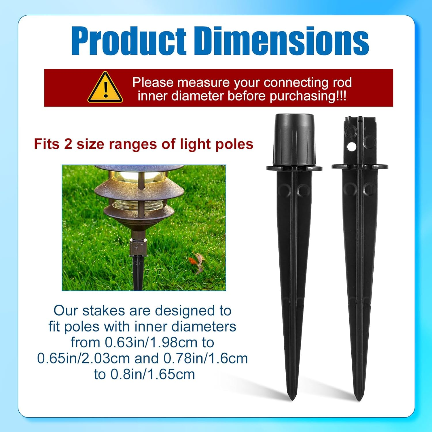 Lasuroa 6Pcs Solar Light Replacement Stakes, 5.31X0.78 Inch Metal Replacement Solar Led Spikes Outdoor Lighting Ground Stakes Accessories Parts with Tape for Garden Landscape Pathway Yard Decor image number 4