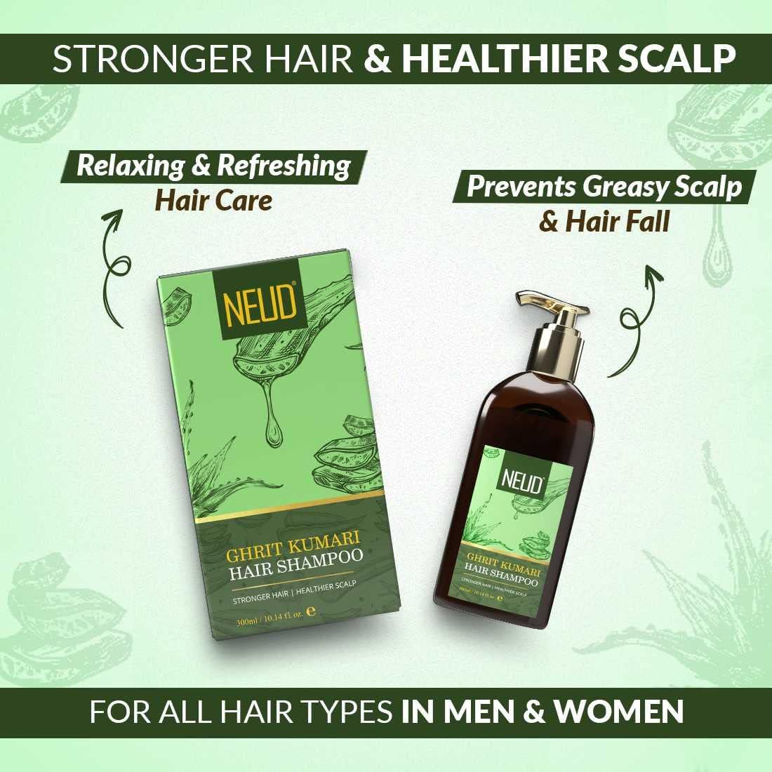 NEUD Ghrit Kumari Hair Shampoo for Men & Women - Pack 2 (300Ml Each ) image number 3