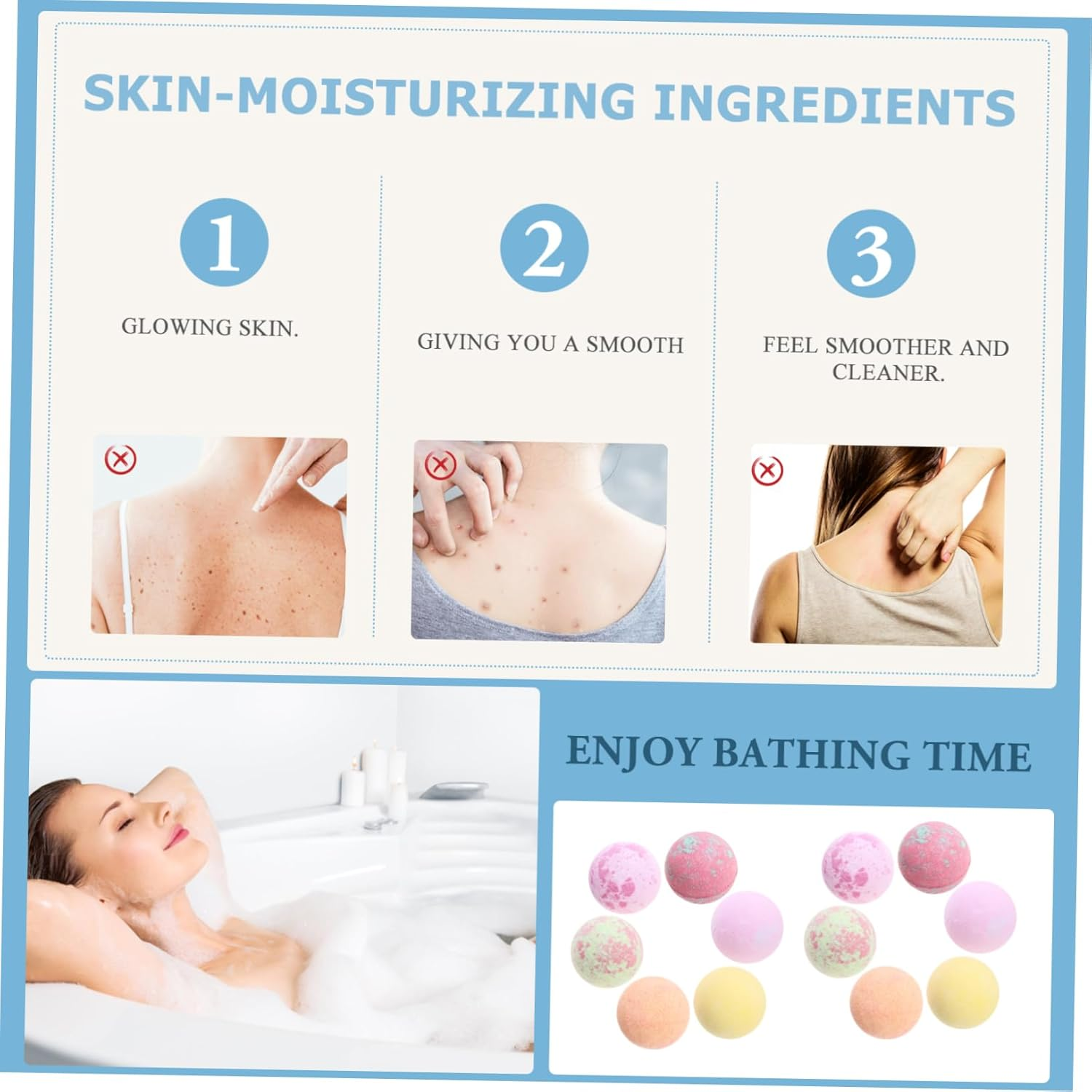 IWOWHERO 12Pcs Colorful Spa Bath Balls Boys and Girls Bubble Bombs Glitter for Boys and Girls Adults image number 3