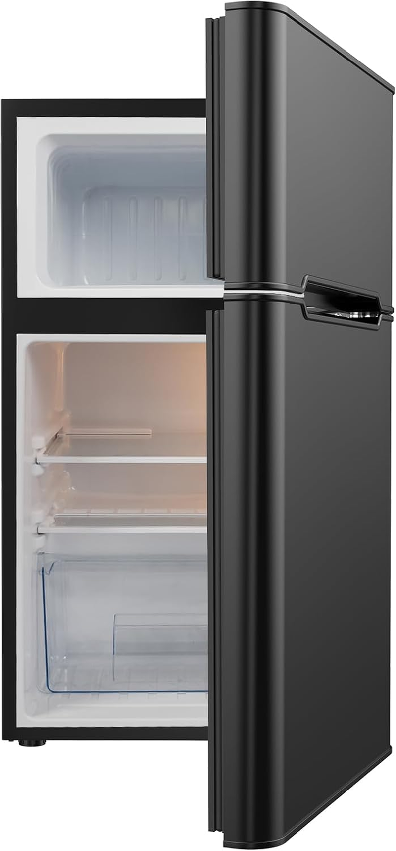 90L Bar Fridge with Freezer Double Door Mini Refrigerator Portable Compact Fridge Freezer for Home Office Dorm Apartment Beer Beverage Cola Wine Black image number 4