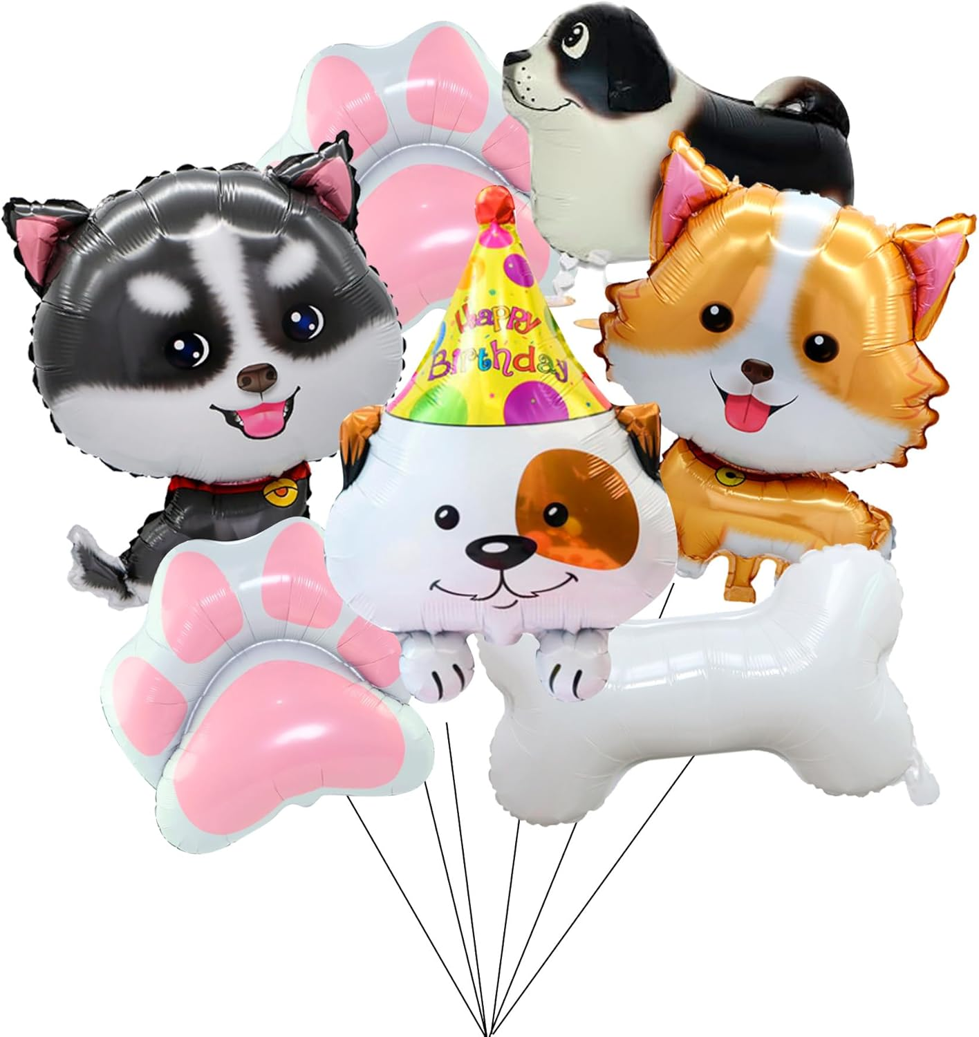 Dog Birthday Decorations Set - 7 Pcs Puppy Balloons, Paw & Bone Balloon for Dog Themed Party image number 3
