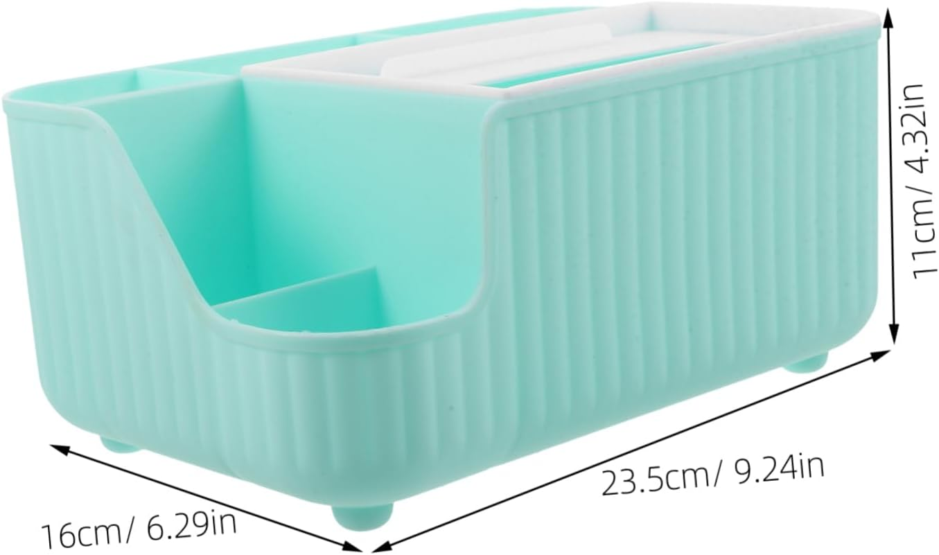 TIDTALEO Multifunctional Tissue Box Storage Napkin Holder for Table Plastic Organizer Compartment for Pens Remote Glasses and Notepads