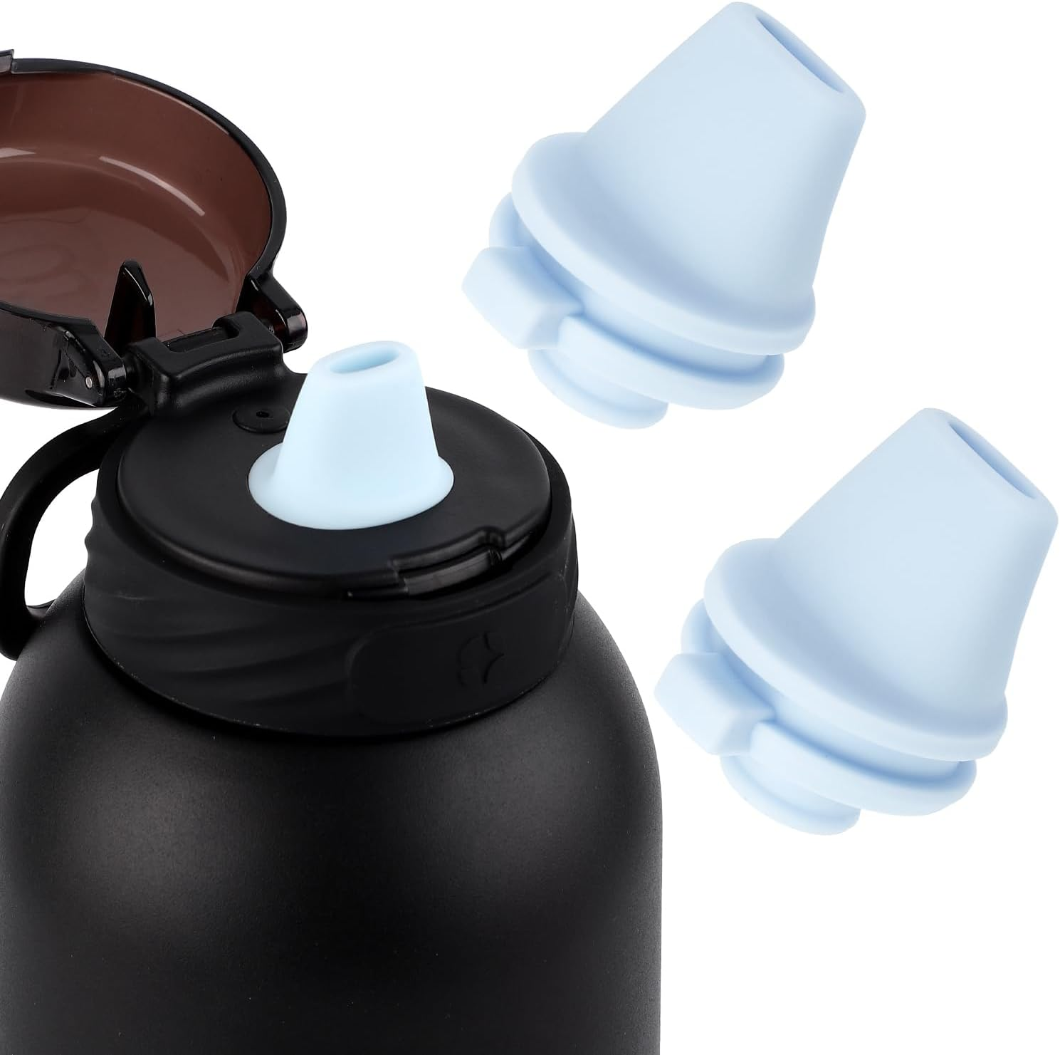 2Pcs Bite Valve Replacement for Ello Cooper 22/32Oz Stainless Steel Water Bottle, Bottle Mouthpiece BPA Free Mouth Piece Silicone Cap Lid Spout for Ello Cooper 18/22/32/40Oz Accessories Parts(Blue) image number 5