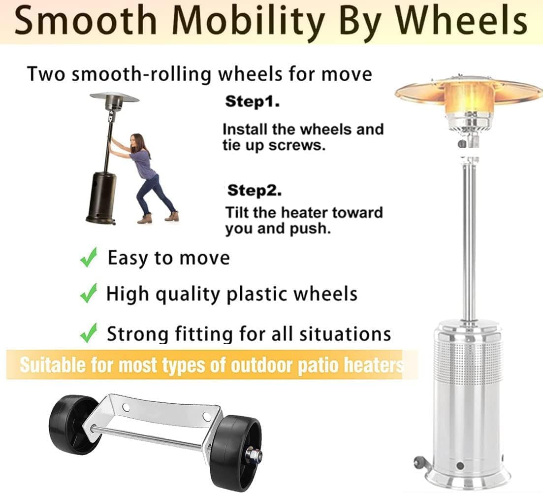 Patio Heater Wheels Patio Heater Universal Replacement Parts Stainless Steel Movable Wheels, Easy to Move image number 5