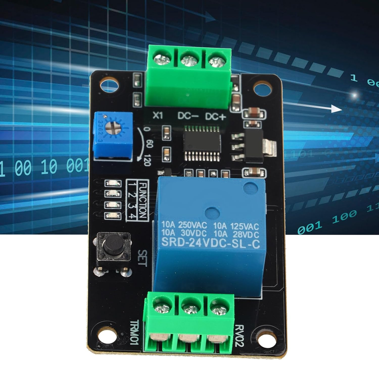 Delay Timer Relay, Self-Locking Delay Relay, 555 Timer DC 5V/12V/24V Time Relay 60 * 35 * 20Mm -20~60℃ for Anti-Reverse Function Trigger Delay Function (DC24V) image number 4
