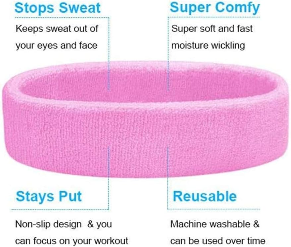 Liberty Headband/Wristband for Men and Boys for Gym Exercise, Yoga, Sports Sweat Belt for Football, Baseball, Basketball, Boxing and Tennis, Sweaty Eyes and Wrists - Pink image number 6
