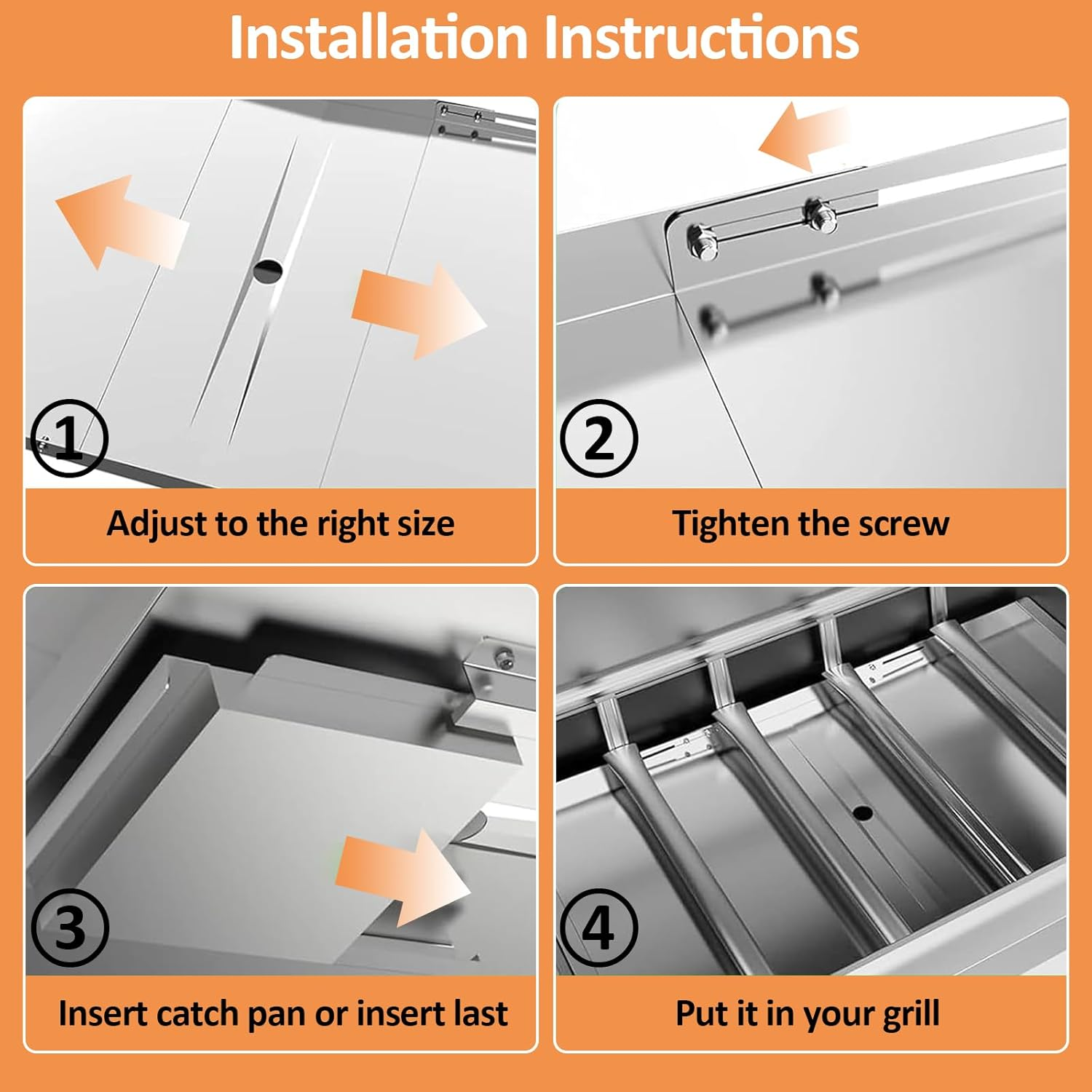Adjustable Grease Tray with Catch Pan, Universal Drip Pan for Dyna-Glo Grills, Replacement Parts for 3/4/5 Burner Gas Grill Models, Fits Nexgrill Grills, for Expert Grill and More (Length 61 CM-76 CM) image number 6