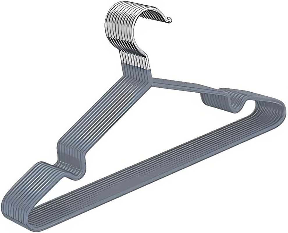 AIMALL Adult Clothes Hanger 15.75X7.87In Heavy Duty Steel Core PVC Coated Non-Slip Seamless Hanger for Shirts Suits Dry Wet Use &ndash; Black Grey White