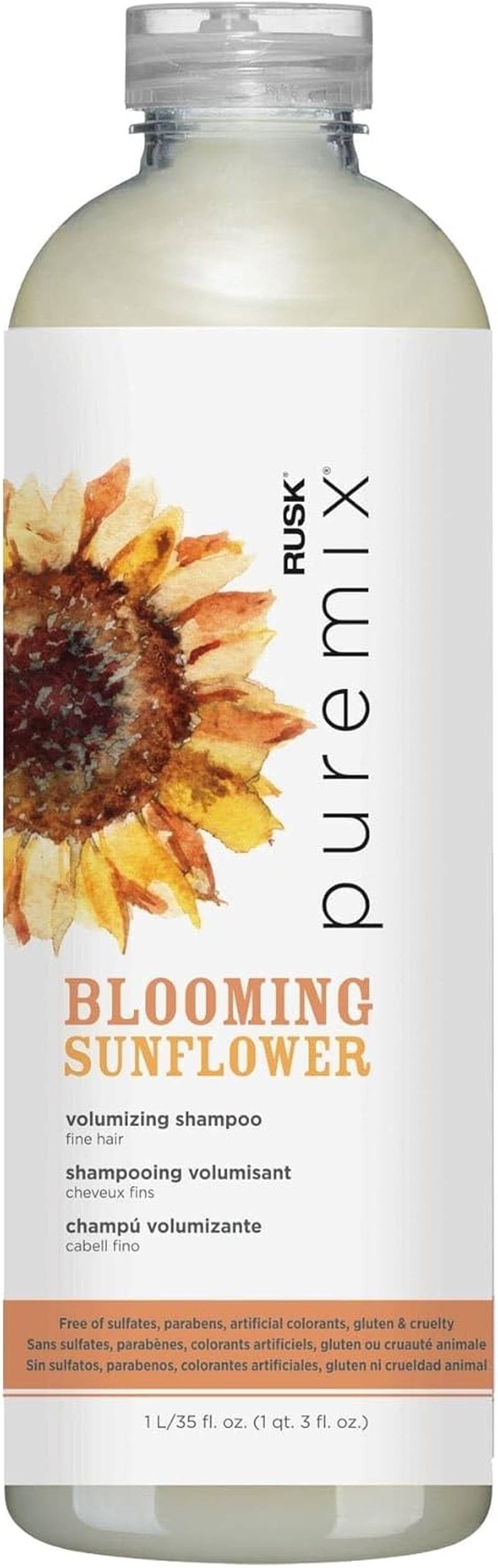 Rusk Puremix Blooming Sunflower Volumizing Shampoo - Fine Hair for Unisex 12 Oz Shampoo image number 4