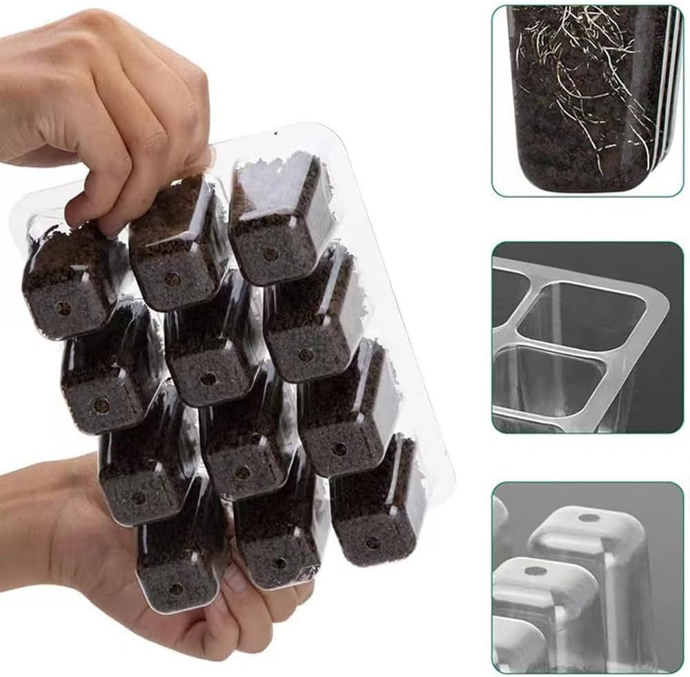 Cells Seed Starter Tray, 5-Set Seed Starter Tray Kits, Reusable Plant Germination Trays with Humidity Lid, Base Mini Greenhouse Germination Kit for Seeds Growing Starting image number 3