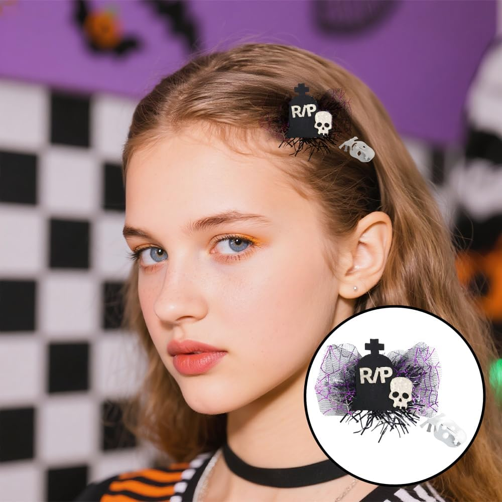 XFSRG Hair Clips Women Girls Halloween Hair Clips Small Gothic Hair Accessories Hairpin for Party and Costume image number 2