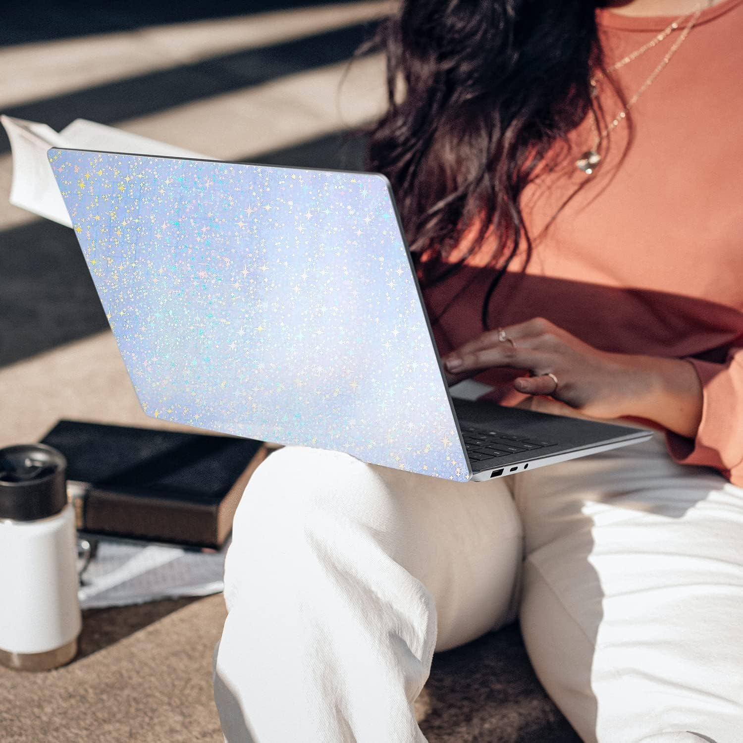 Yessmi Holographic Sticker Paper,16Pcs Vinyl Sticker Paper Rainbow Waterproof Sticker Paper,Rainbow Printable Paper,Rainbow Transparent,Rainbow YES639 YES639