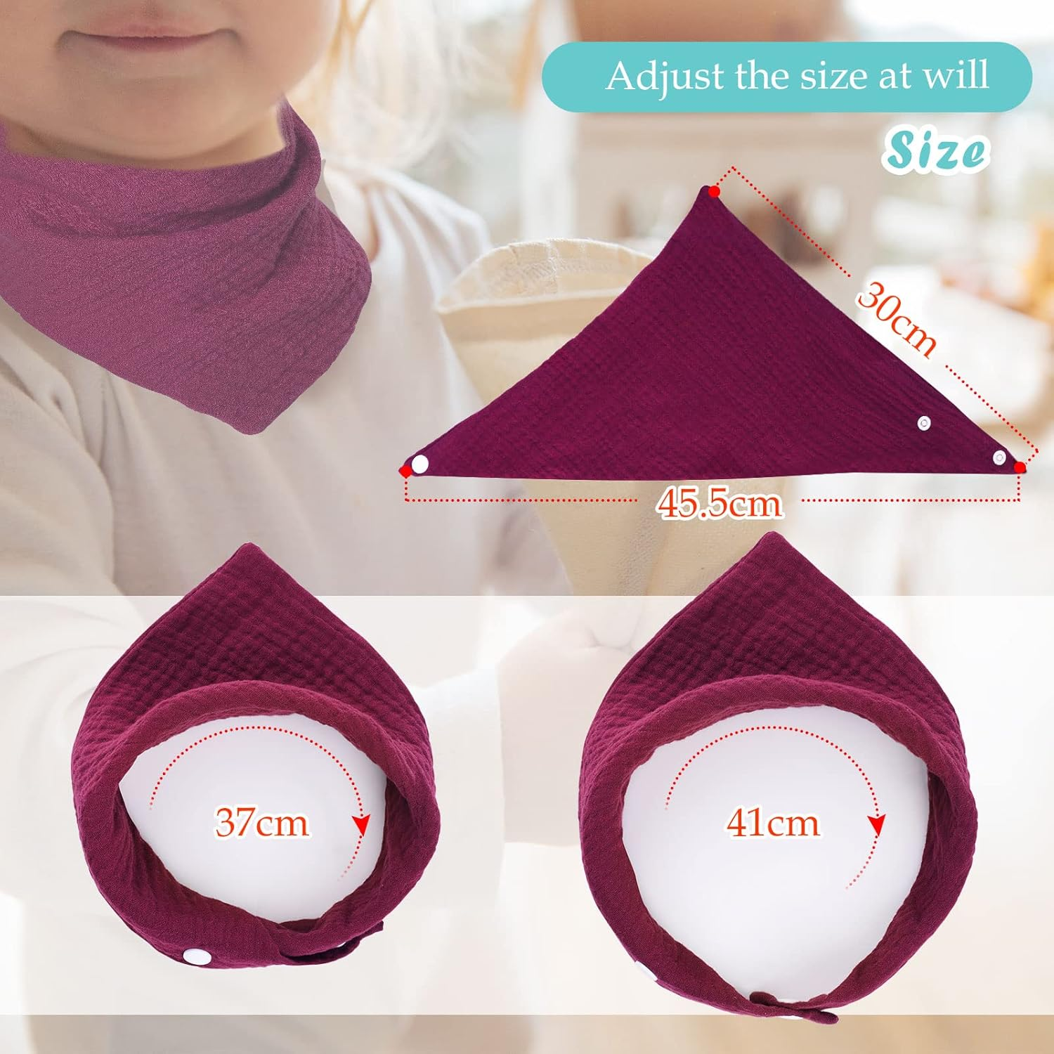 WD&CD Baby Bandana Drool Bib (4 Pack) Adjustable Absorbent Soft Snap Drool Bibs for Baby Girls and Boys - E image number 2