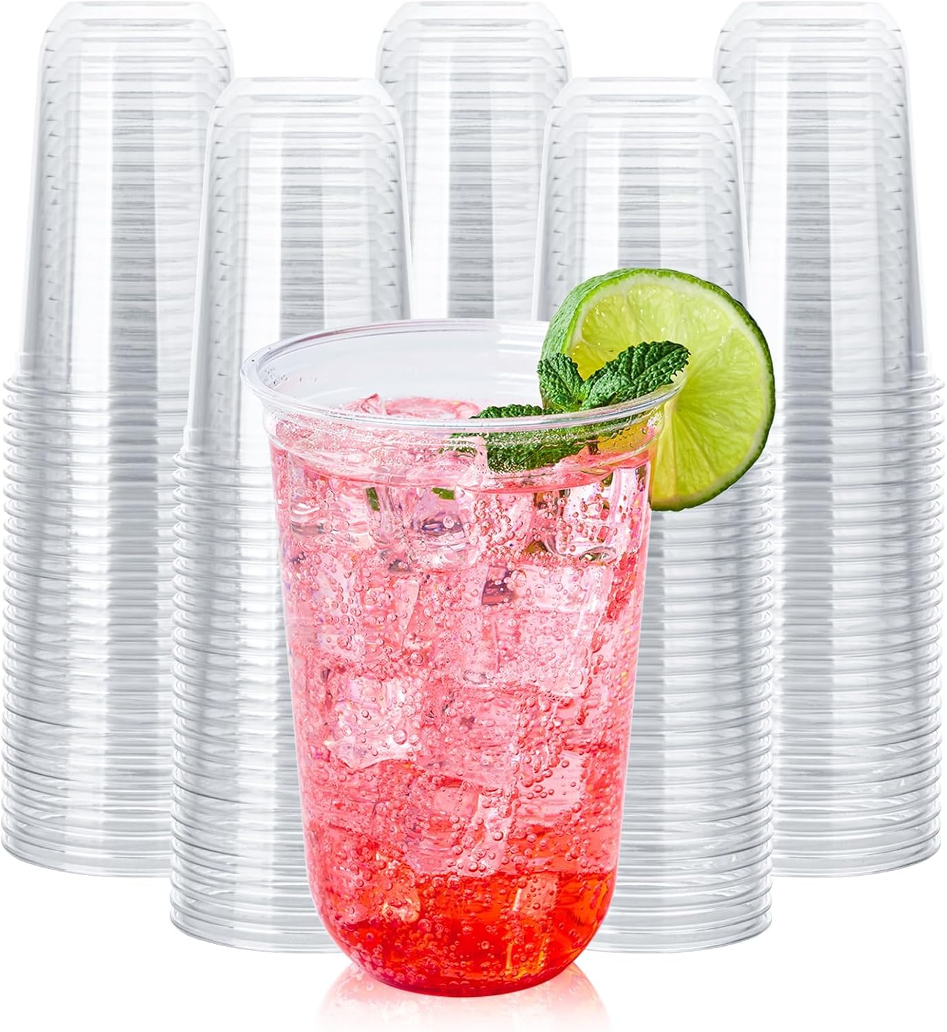 100 Pack 16Oz Clear Reusable Plastic Cups, Versatile Water, Juice, and Coffee Cups for Weddings, Thanksgiving, Christmas, and Parties image number 4