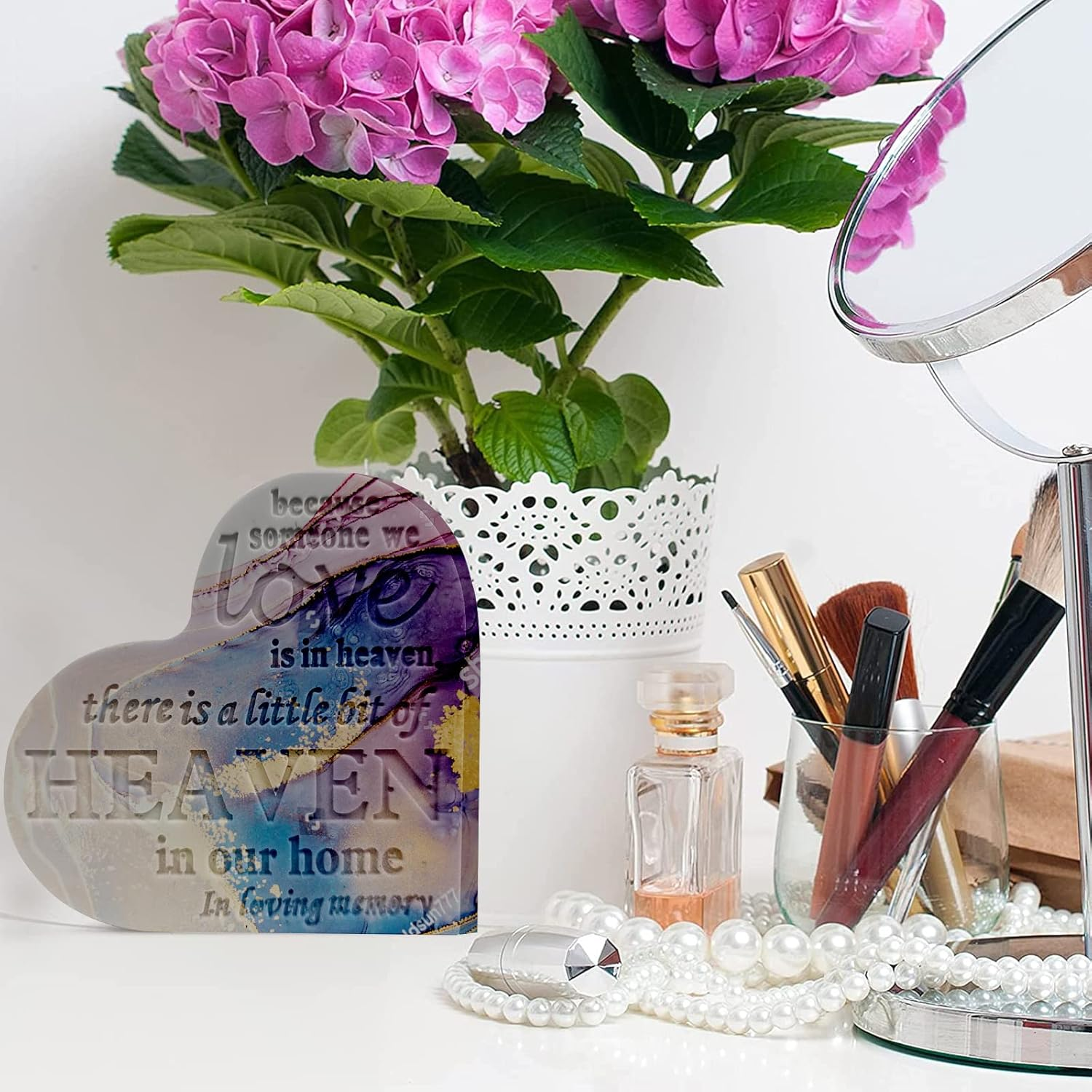 Epoxy Resin Molds 4 Pieces Silicone Casting Molds, Heart Memorial Sign Condolence Grief Signs for DIY Craft Home Decor Office Sign Sympathy Table Decorations image number 2