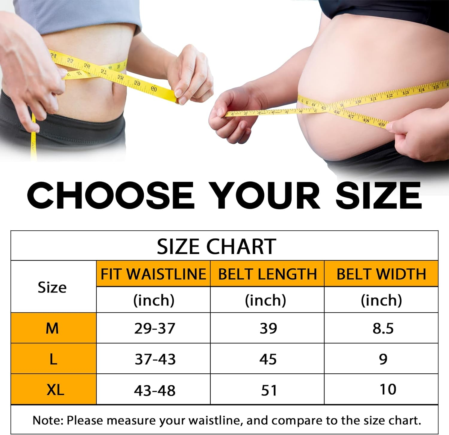Waist Trimmer Belt Men Sweat Band Stomach Wrap Waist Trainer for Women Belly Fat, Unisex Waist Trainers Black image number 3