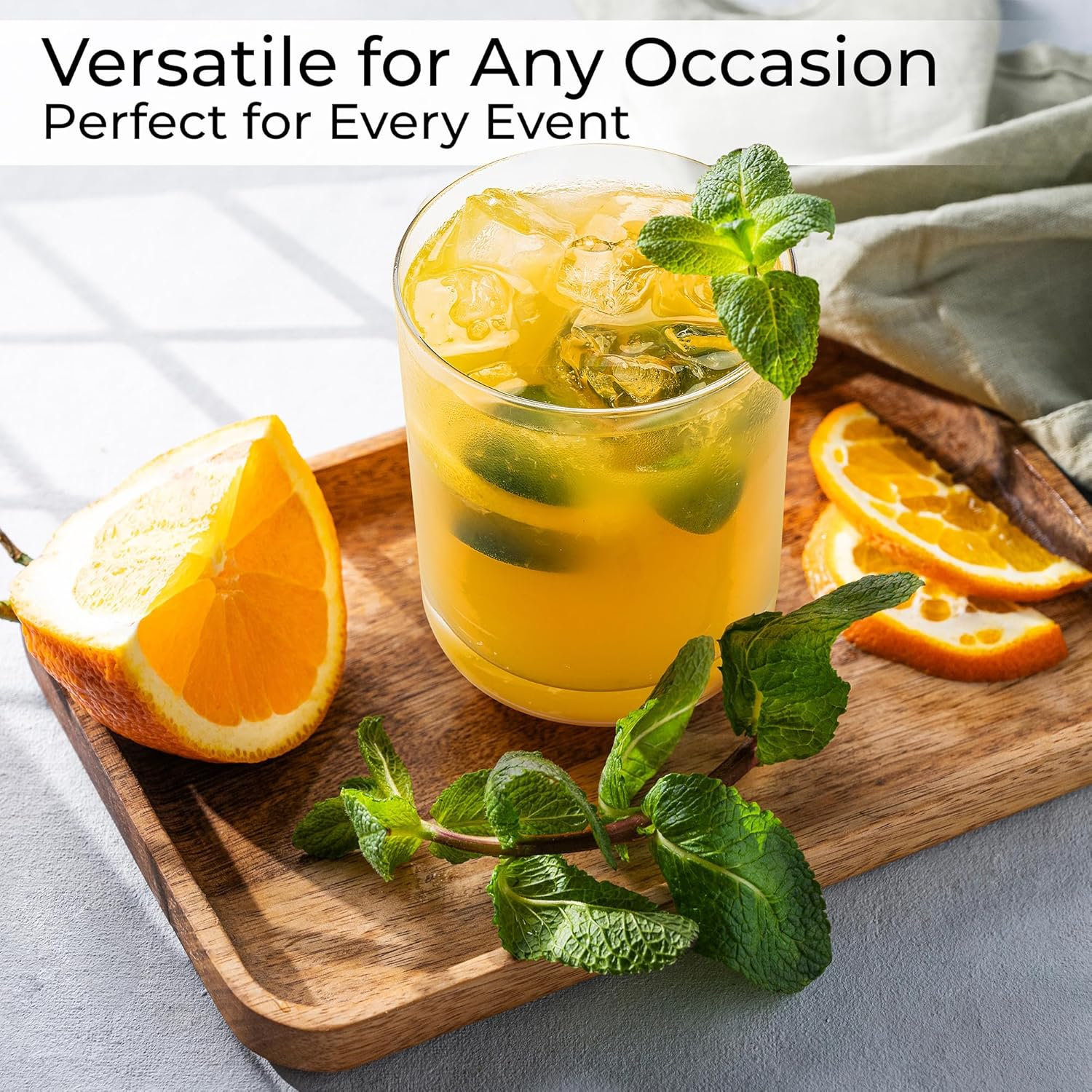 MIAMIO - Drinking Glasses Set of 12/6 X Small 370 Ml and 6X Big 450 Ml Glass Cups for Water, Cocktails, Tea and Beer - Dishwasher Safe image number 2