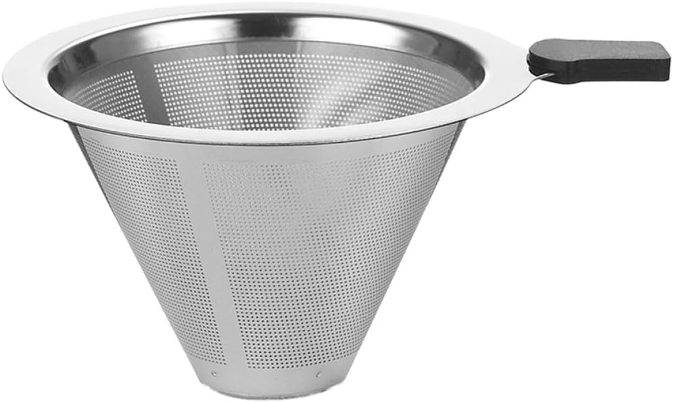 GARVALON Reusable Stainless Steel Coffee Filter Mesh with Handle Wear-Resistant Rust-Proof Coffee Dripper for Home Brewing Reusable Residue Strainer Suitable for Pour over and Tea Brewing image number 5