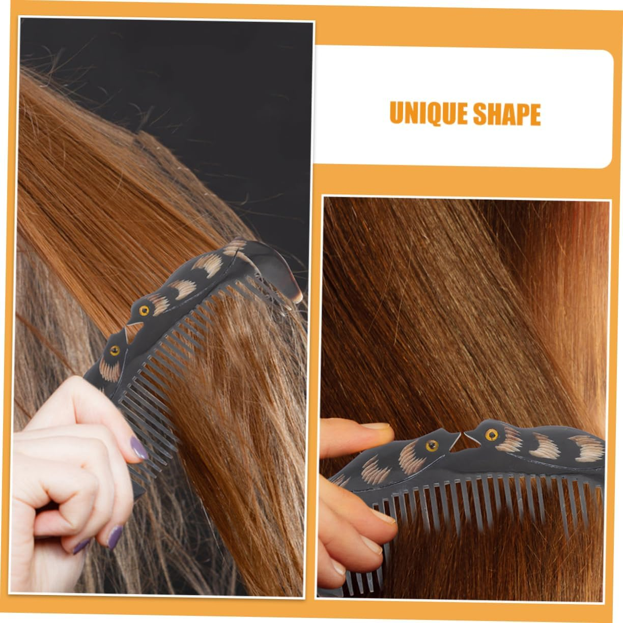 Beavorty 2Pcs Natural Ox Horn Comb Wide Tooth Curl Comb for Women Hair Styling Tool