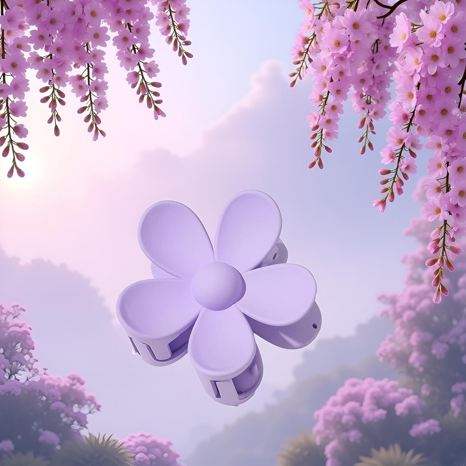 1 X Purple Flower Shaped Hair Claw Clamp Plastic Hair Claw Clamp Anti-Scratch Odor Useful Hold Firm