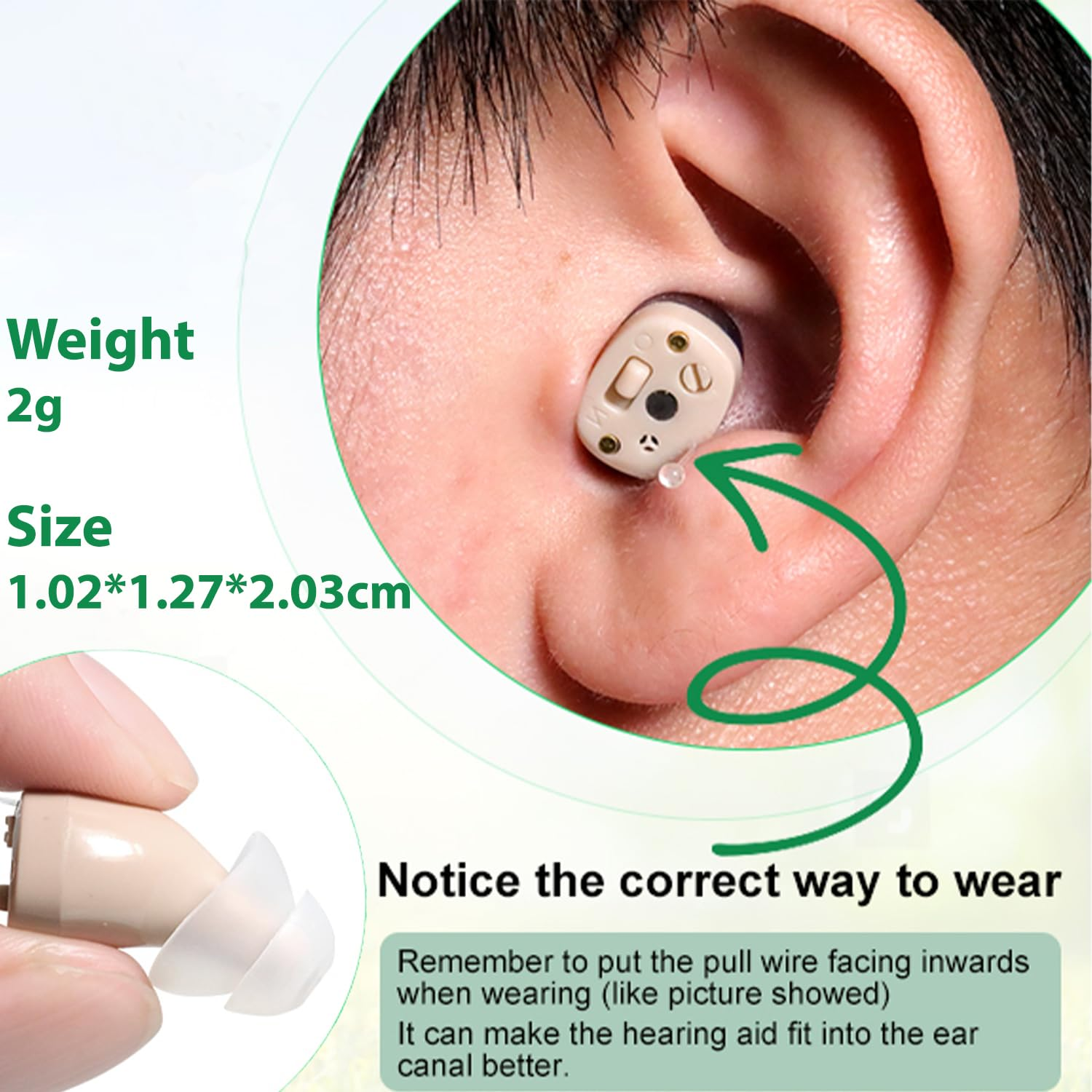 Hearing Aids, Rechargeable Heaing Aids for Seniors with Noise Cancelling, Digital Hearing Aids in the Ear Hearing for Hearing Loss (White) image number 3