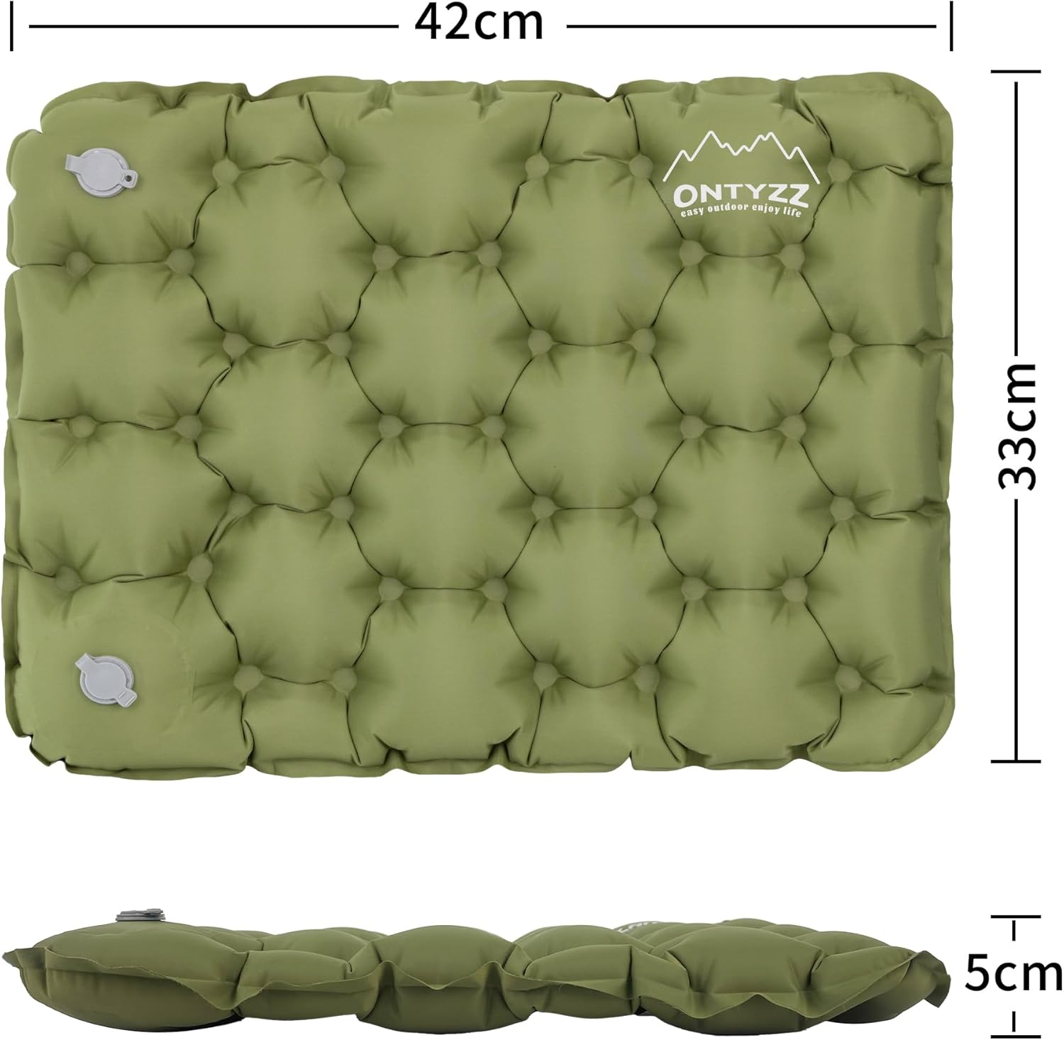 ONTYZZ Inflatable Cushion Lightweight Inflatable Seat Stadium Seat Travel Blow up Cushion for Hiking Office Airplane Stadium, Green image number 4