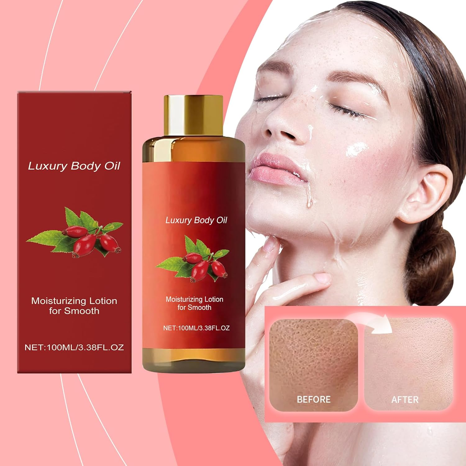 Luxury Body Firming Oil, Skin Tightening & Hydrating for Arms Thighs & Abdomen, after Shower Massage Oils, Gua Sha Body Oil, Moisturiser for Silky Smooth Skin, Gentle Formulated (3PCS) - 2Pcs image number 4