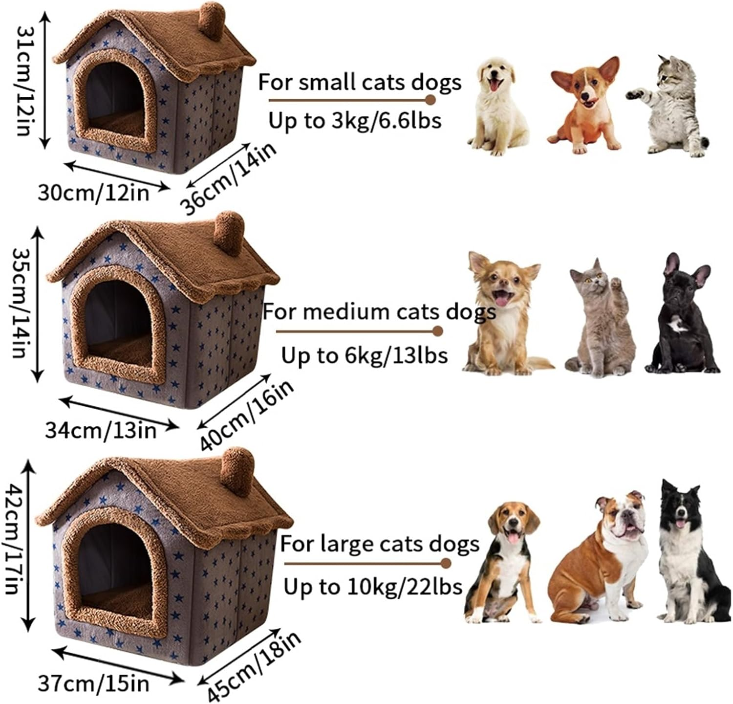 Pet Bed Foldable Cat Bed Pet Dog House Winter Cat Villa Sleep Kennel Comfort (Color : Gray Cat, Size : S(30X36X31Cm)) image number 1