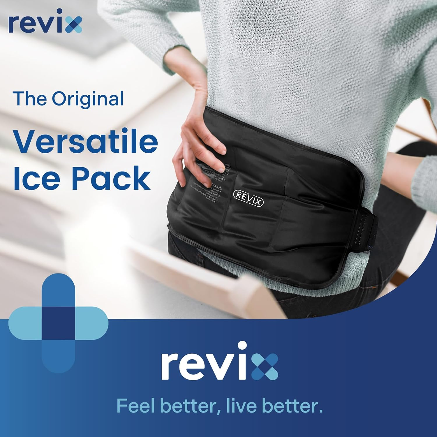 REVIX Large Ice Packs Wrap for Hip, Knee, Leg, Shoulder, Back, Reusable Gel Cold Pack for Injuries, Joint and Muscle Discomfort Relief, Black image number 1