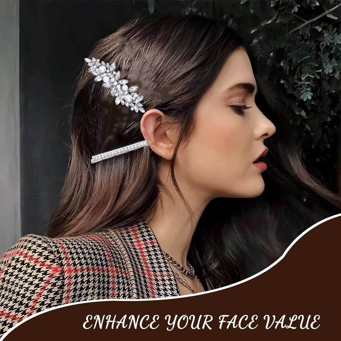 JYNVO 3Pcs Flower Wedding Hair Comb Silver Pearl Headpiece Bridal Hair Accessories for Women and Girls image number 3