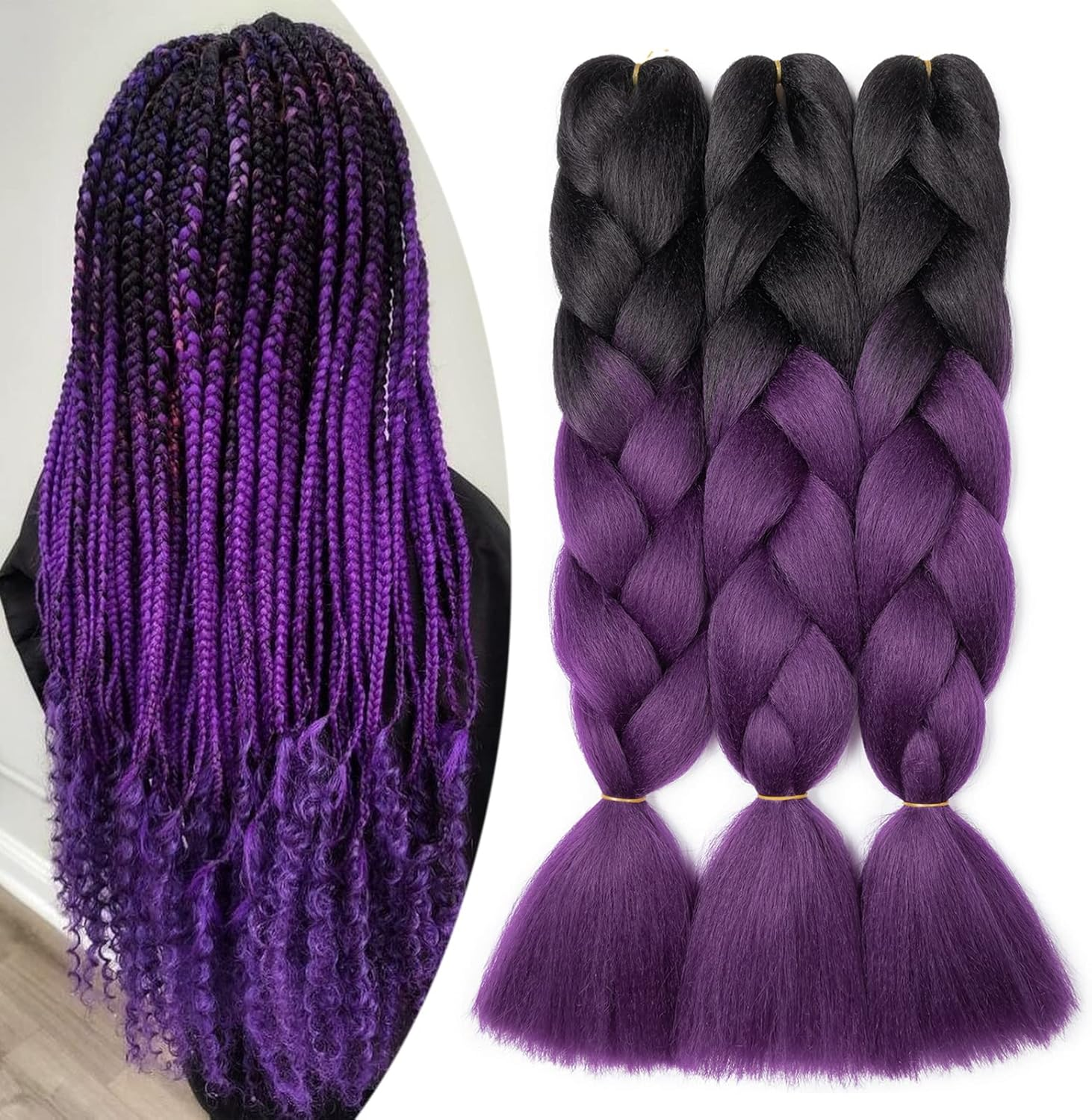 Gairyan 24 Inch Jumbo Braids Extensions Synthetic Hair for Braiding Hair Extensions 3 Bundles Braiding Hair Ombre Synthetic Hair Braids Braiding Extensions Box Braid Crochet Twists 300 G (Bleached Blonde)