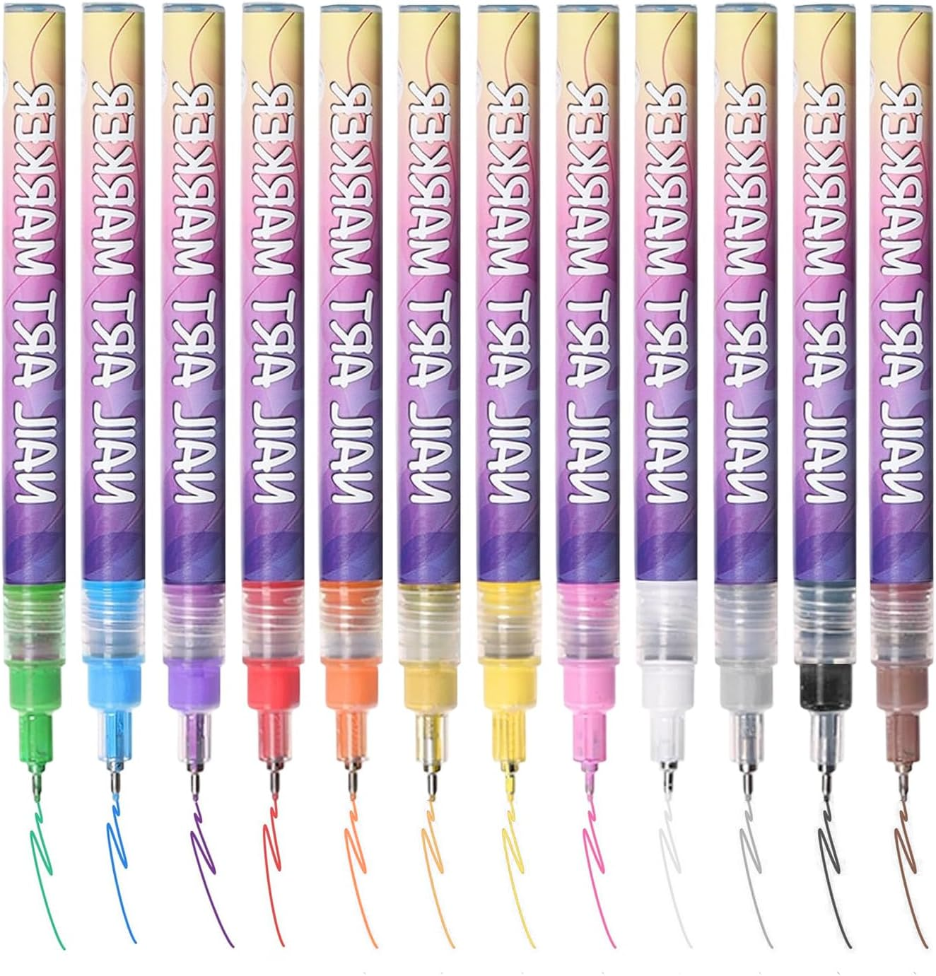 Nail Pens | Art Fast Drying Smudge Proof Liner - Gel Nail Paint Art Pens - for Kids Girls Women Beginner Fingernail Canvas Craft Salon Home Supplies image number 3