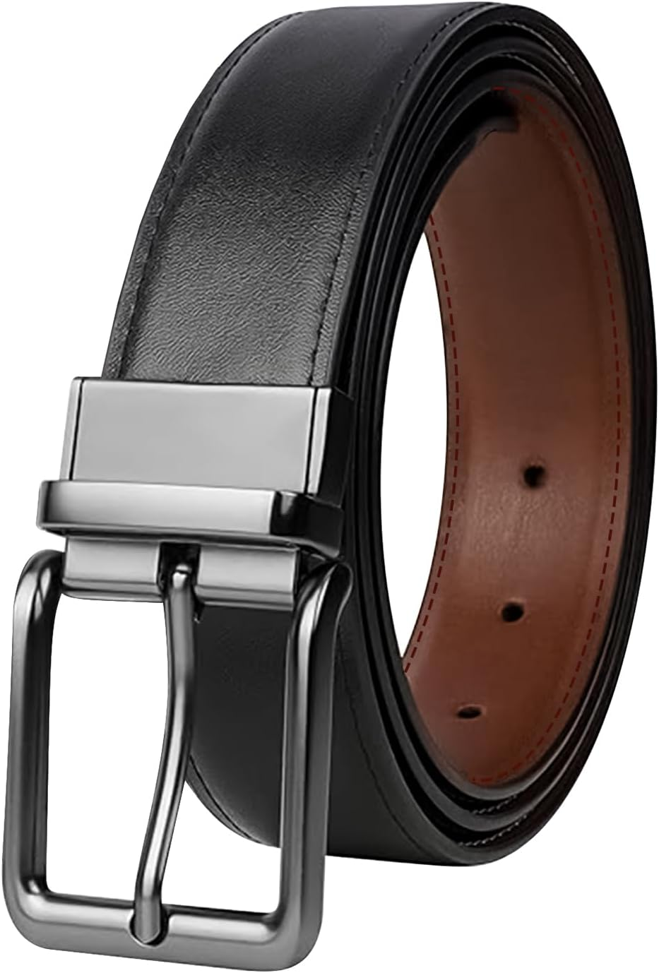 Genuine Leather Belts for Men, Reversible Belts for Men, Stylish and Simple Men'S Belts for Suits, Jeans, Casual Clothing and Business Clothing image number 6