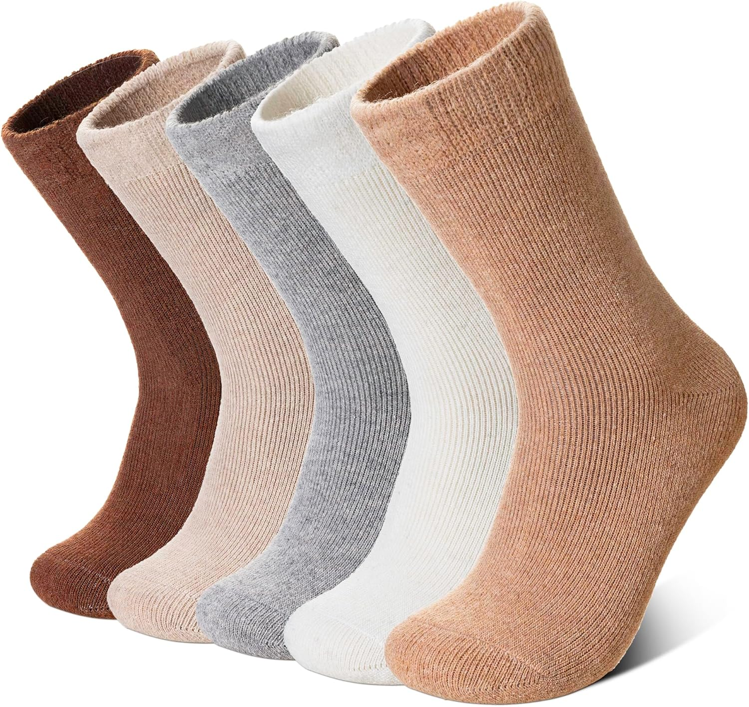 Merino Wool Socks for Women 5 Pairs Warm Winter Hiking Thick Thermal Cozy Boot Work Soft Ladies Crew Socks image number 2