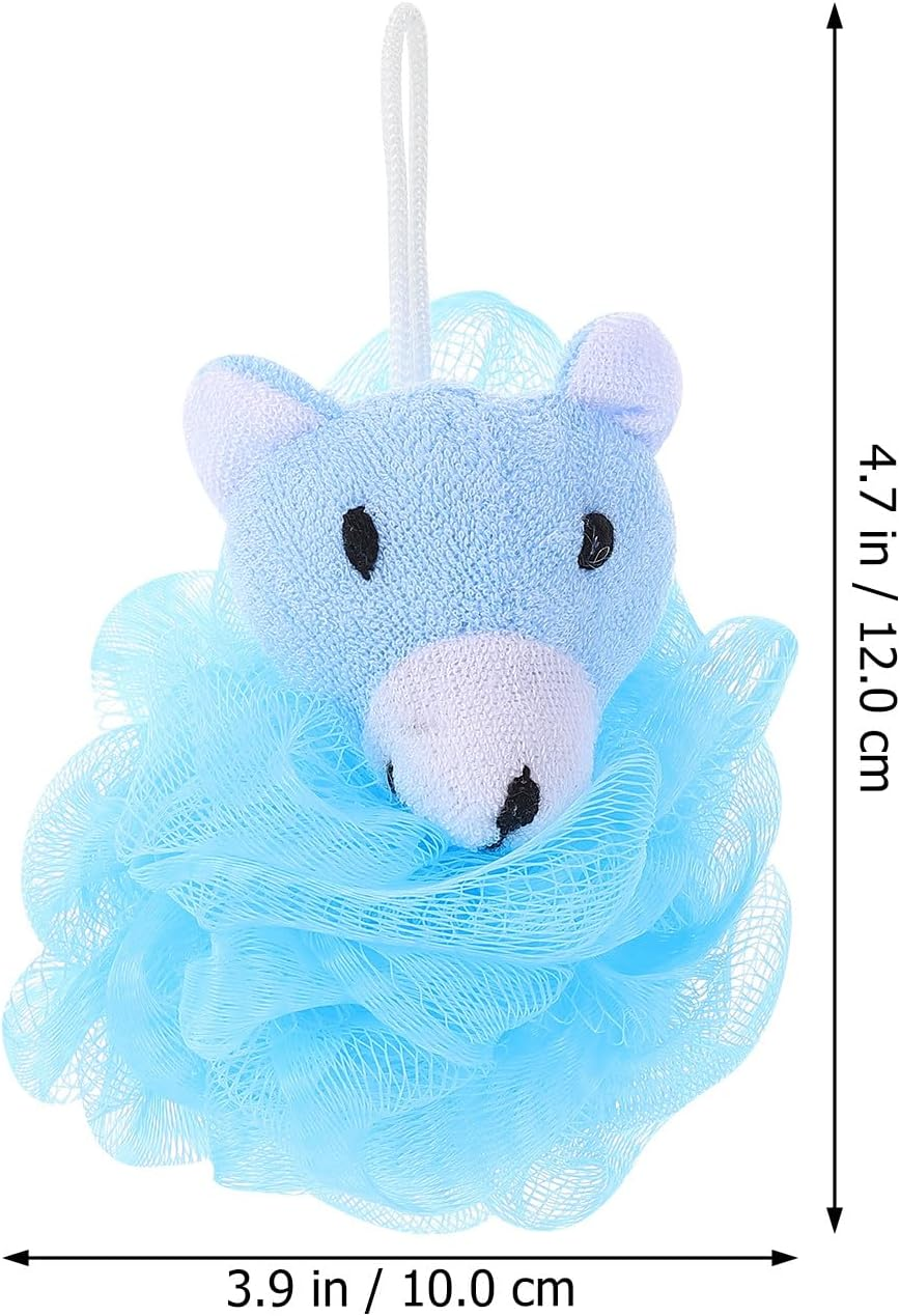 CIYODO 4Pcs Cartoon Animal Bath Loofah Sponge for Soft Exfoliating Shower Puff with Yellow Duck Pink Rabbit Green Bear Gentle Body Cleanser for Fun Bathing Experience image number 1