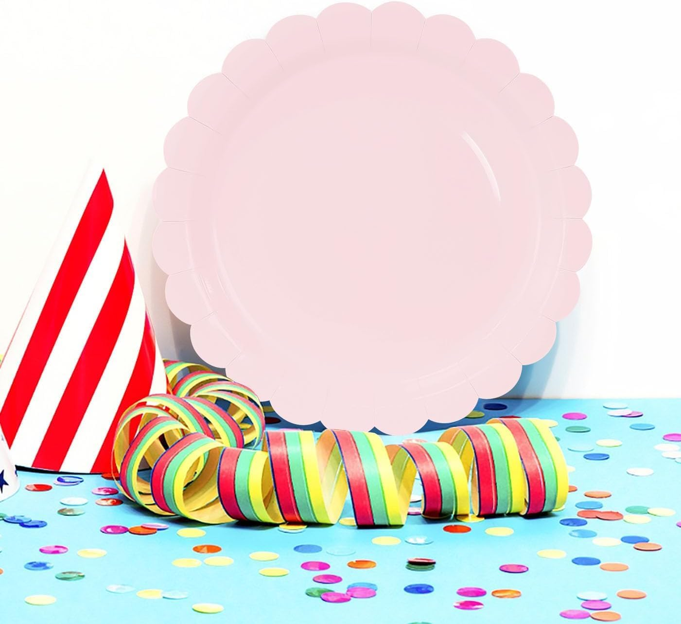50PCS Pink Paper Plates 7 Inch Scalloped Disposable Party Plates, Elegant Dessert Plates for Wedding, Birthday, Holiday Party Tableware &ndash; Haheihei image number 3