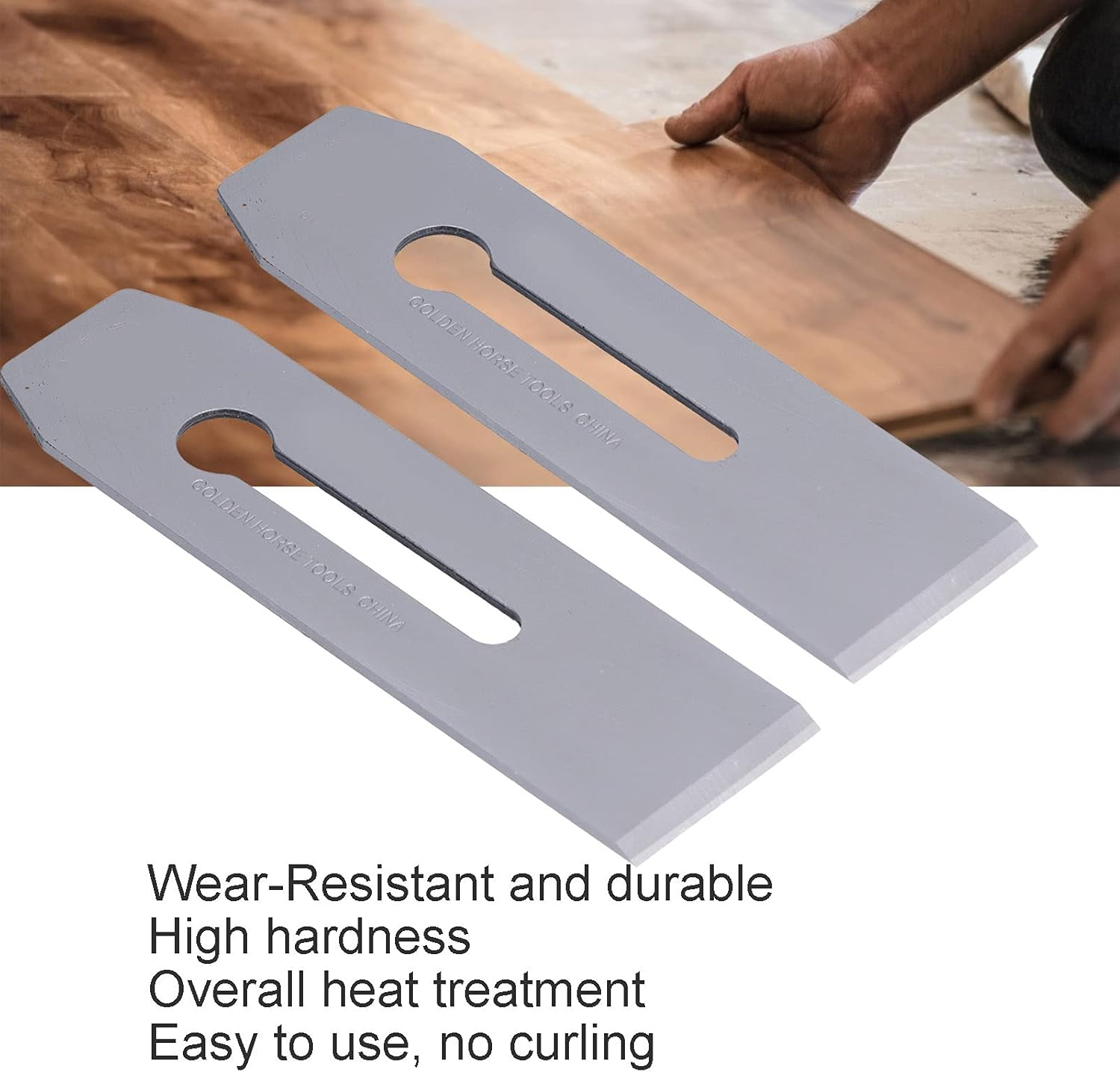 ANKROYU 2-Pack Hand Planer Cutter, Wear-Resistant Steel Replacement Blades for Woodworking, Handheld Wood Planer Cutter for Woodworking Projects image number 1