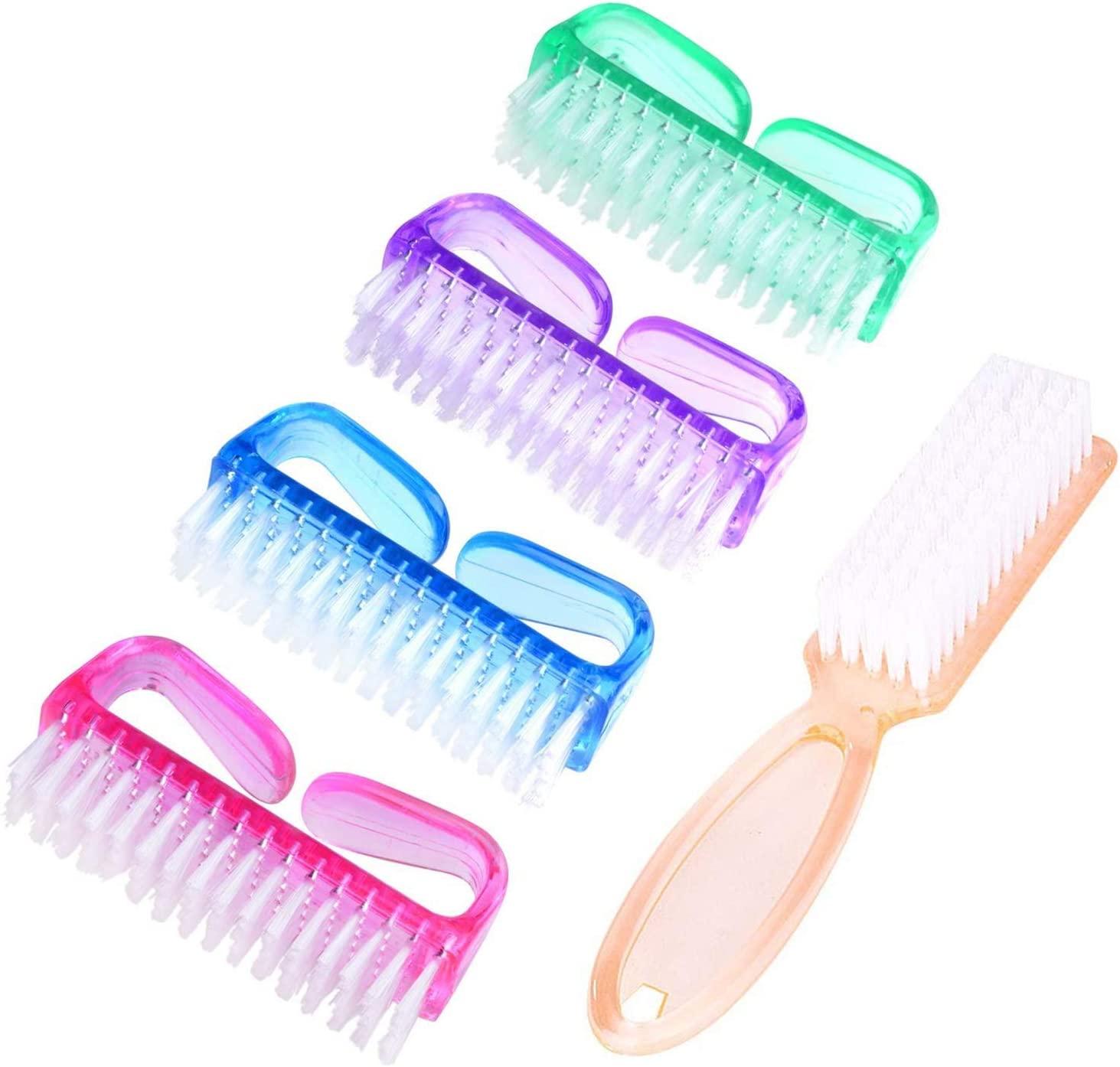 Handle Grip Nail Brush, Hand Fingernail Scrub Cleaning Brushes for Toes and Nails Cleaner, Pedicure Scrubbing Tool Kit for Men and Women 5 Pack (Multicolor)