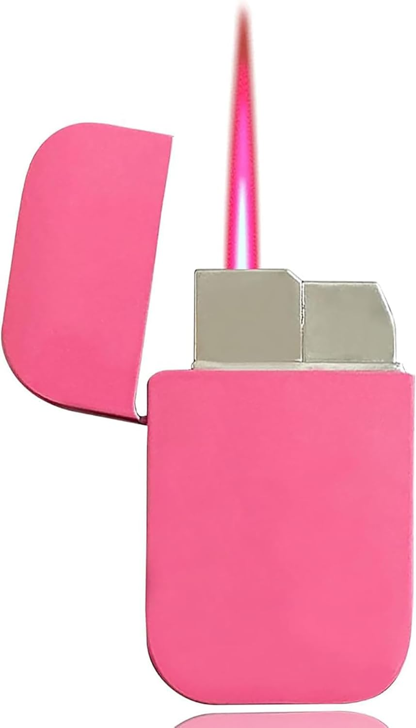 Lighter, Pink Flame Cool Lighter, Cute Pink Torch Windproof Lighter, Metal Refillable Butane Lighter, Outdoor, Indoor, Camping, BBQ, Candle, Birthday, Simple DIY Gift image number 5