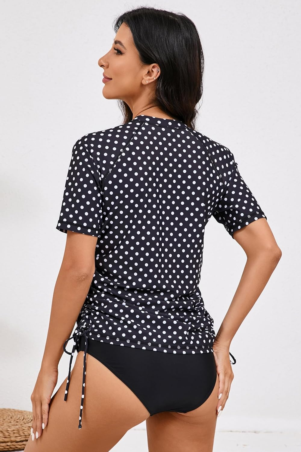 Halcurt Women UPF 50 Rash Guard Striped Long Sleeves Bathing Tops Surf Sun Shirt image number 4