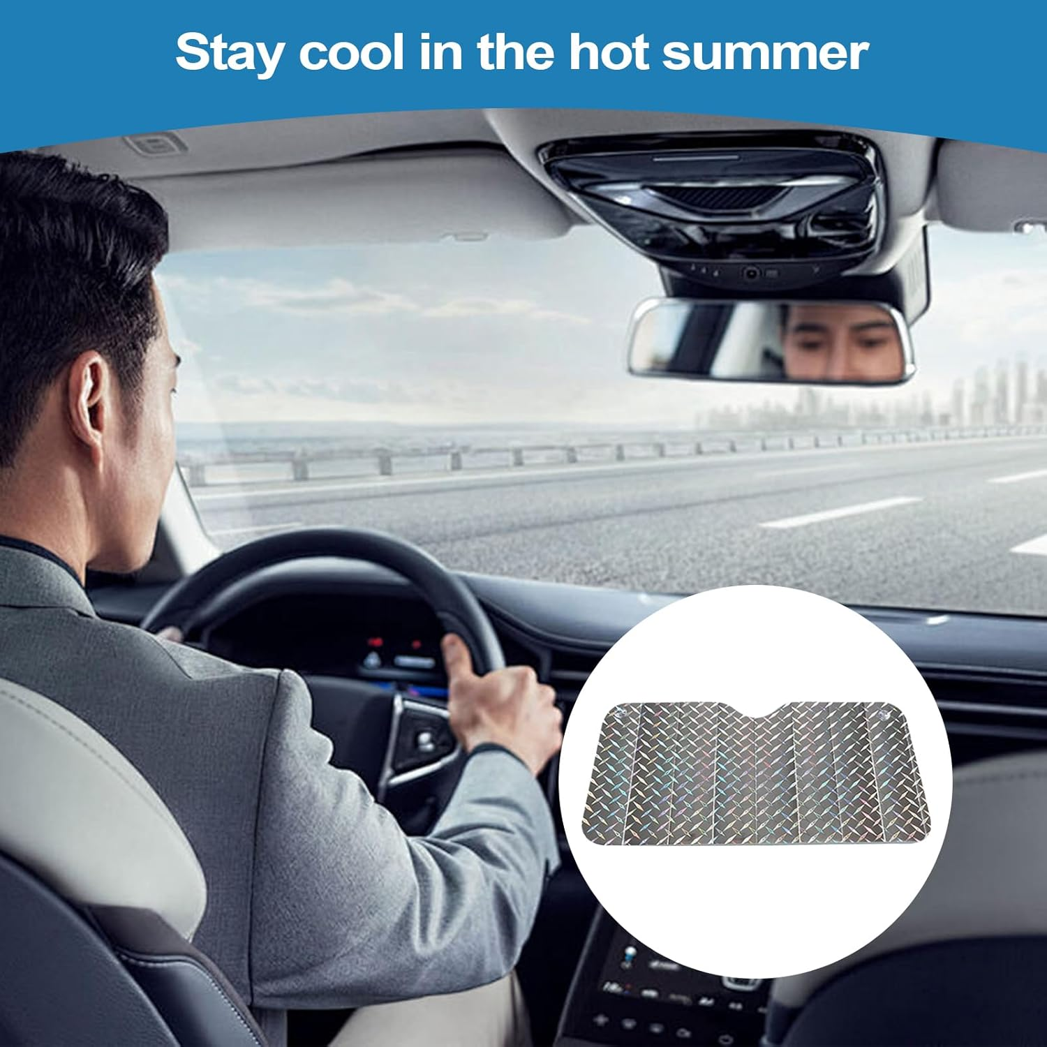 Windshield Sun Shade - 130 X 60 Cm Sunshade for Car Windshield | Front Window Sun Shade | Block UV Rays and Heat for Auto | Vehicle Accessories | Automotive Interior Protection | Film, Cardboard, Foam image number 4