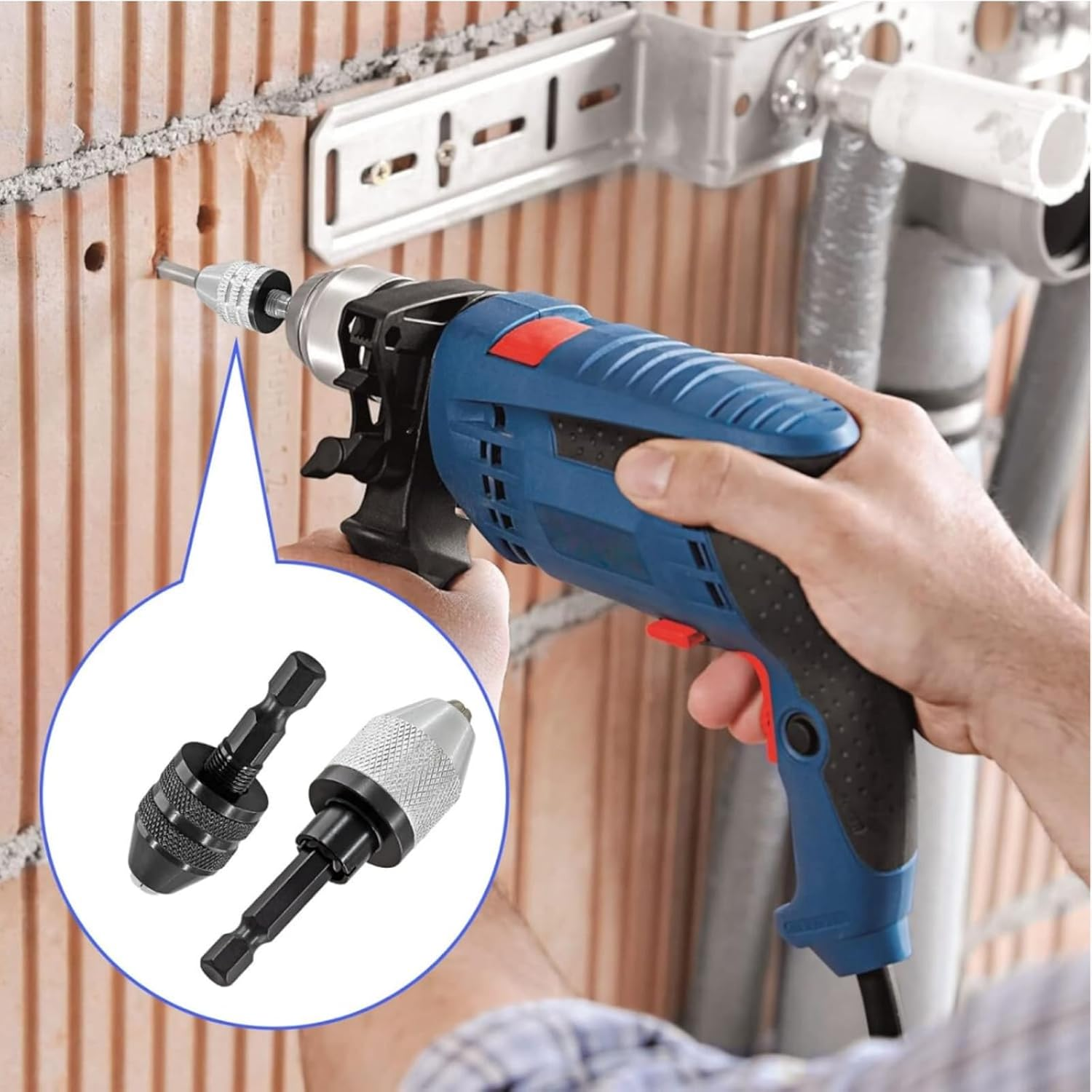 2 Pieces Keyless Drill Chuck - 1/4 Inch Hex Shank Drill Bit Adapter, Quick Change Extension Adapter for Impact Drill Tools (0.3-6.5Mm & 0.3-3.6Mm) image number 1