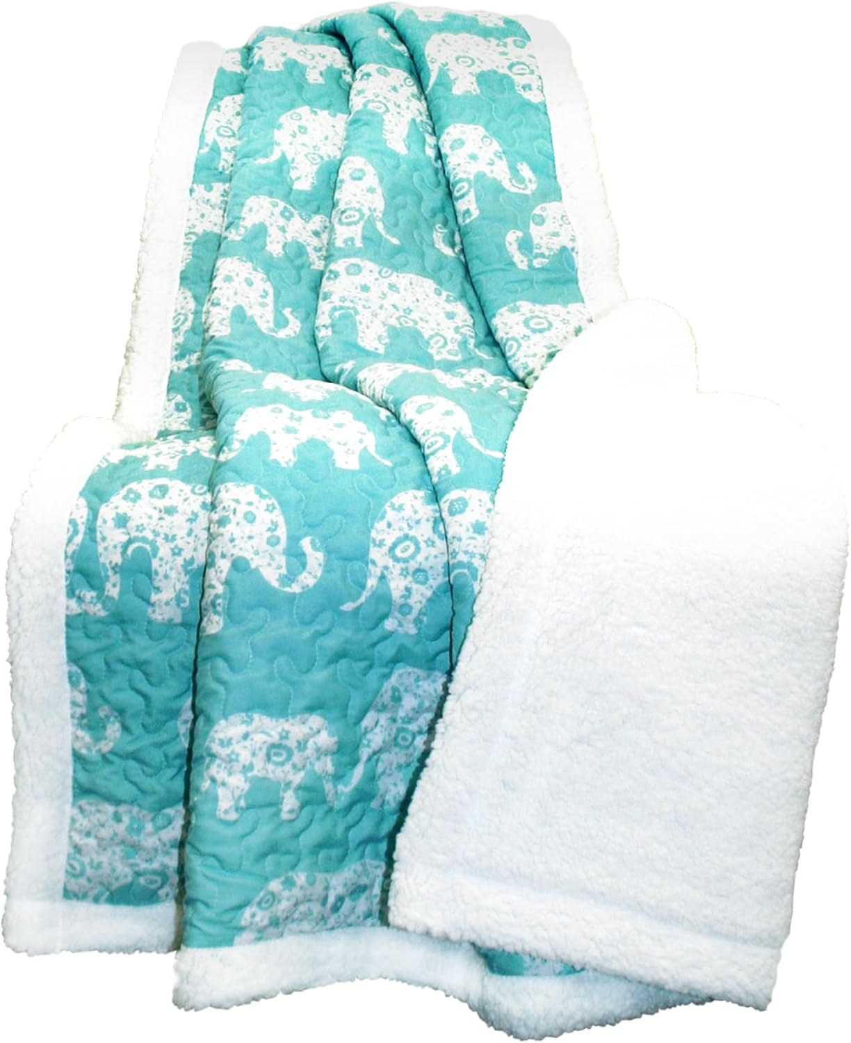 Lush Decor Elephant Parade Sherpa Throw, 60 X 50, Aqua