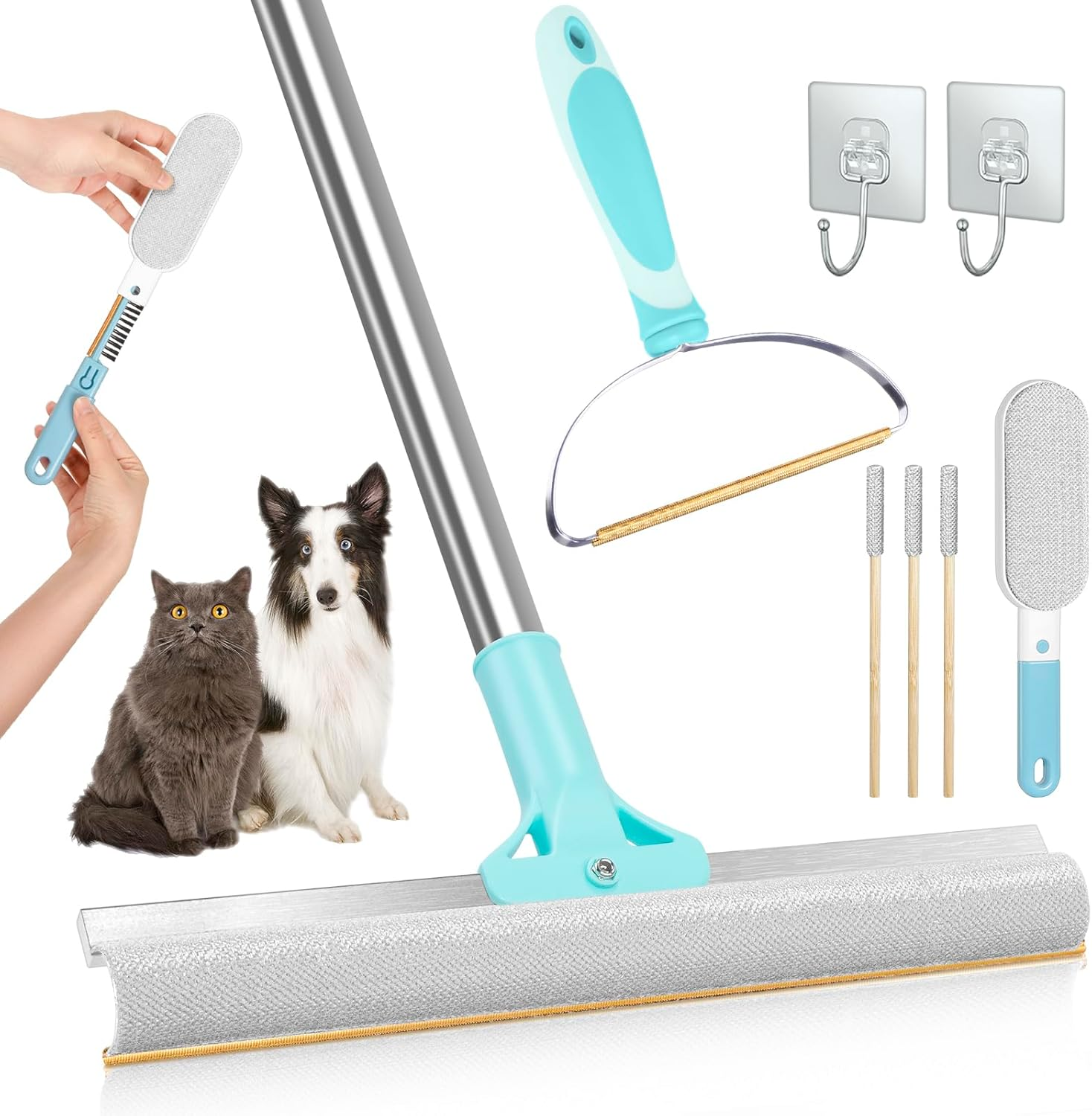 6 in 1 Pet Hair Removal Tool Carpet Brush, 8PCS Retractable Pet Hair Removal Broom Carpet Rake for Pet Hair Removal, Pet Hair Broom Suitable for Carpets, Floor Mats, Sofas and Pet Towers image number 3