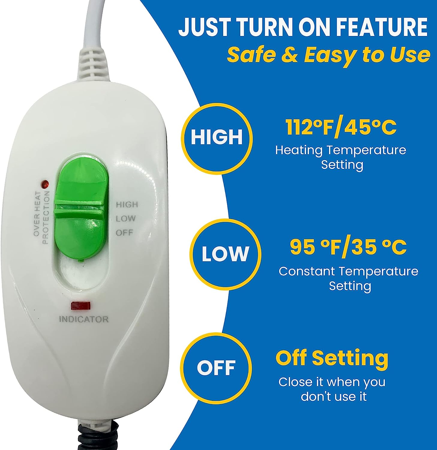 Ozzycozy Waterproof Pet Heated Mat for Cats and Dogs, Remote Controlled Heating Pad with Indicator, Bite-Resistant Cable - Gray Footmark Design, 45X45Cm, （Free Bonus: Pet Frisbee Toy） image number 5