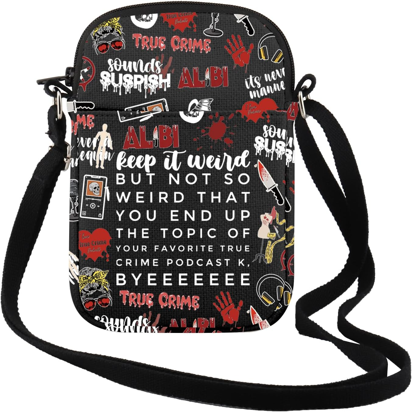 TSOTMO Morbid Crime Inspired Gift True Crime Club Makeup Bag True Crime Fan Zipper Crossbody Bag image number 2