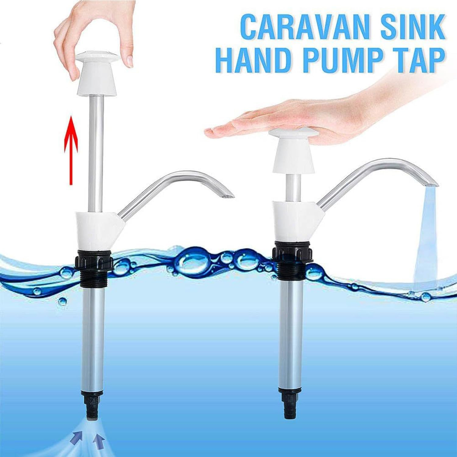 Caravan Sink Water Hand Pump, Hand-Operated Galley Water Pump, Double Action Camping Trailer Motorhome Replacement Pumping Tool, Ideal for Camping Trailer, Motorhome, Work Vehicles image number 5